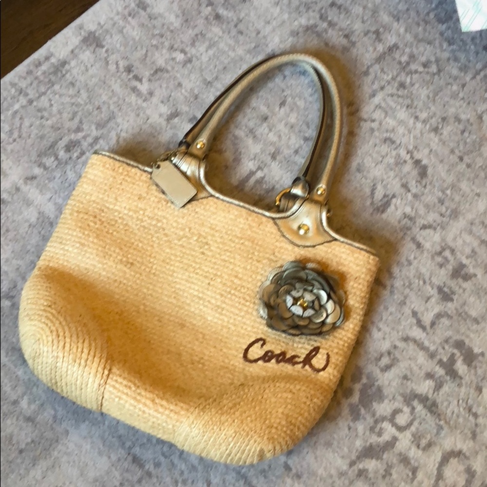 Coach straw handbag